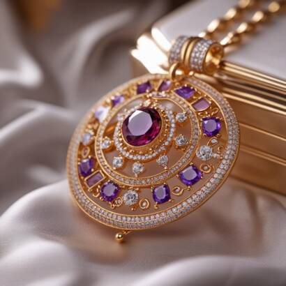 Royal Orbit Amethyst Medallion Necklace